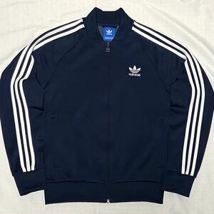 美品 アディダス オリジナルス ネイビー 白 ATP 復刻 トレフォイルロゴ ジャージ L トラックジャケット 紺 トラックトップ adidas 正規品