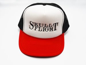 バイカーズブランド「SKULL FLIGHT・スカルフライト」のメッシュキャップ-SKULL FLIGHT-(WH×RD×BK)帽子/アイアンハート/WEST RIDE