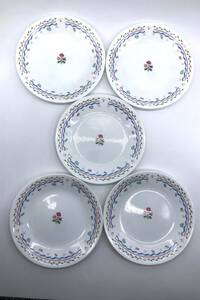 【中古品】CORELLE コレール プレート 5枚 17㎝ 皿 草花柄 割れにくいお皿（管12981）