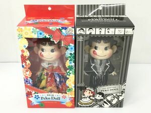 K12-429-0213-059【未開封】ペコちゃん人形 PEKO DOLL 不二家 セブンイレブン限定 2017 執事 紙袋付/2018 フラワードレス ※箱・袋イタミ大