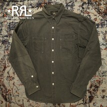 【名作】 RRL Black Indigo Polka Dot Shirt 【S】 インディゴブラック ポルカドットシャツ 漆黒 チンスト 総柄 ヴィンテージ Ralph Lauren_画像1