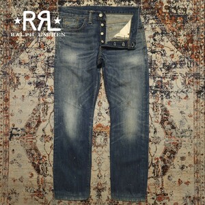 【USA製】 RRL Henderson Slim Fit Jeans 【30×32】 ヘンダーソン スリムフィット ジーンズ 肉厚 デニム ペンキ加工 レザー Ralph Lauren