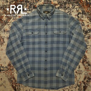 【激渋】 RRL Indigo Matlock Work Shirt 【L】 インディゴ マットロック ワークシャツ 本藍染 チェック ヴィンテージ Ralph Lauren