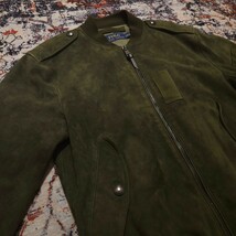 【逸品】 Ralph Lauren MA-1 Leather Bomber Jacket 【S】 レザー ボンバー ジャケット 米軍 USA 深緑 激渋 スエード ライダース RRL 　_画像2