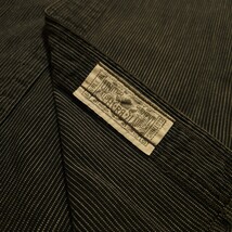 【激渋】 RRL Black Wabash Work Shirt 【M】 ブラック ウォバッシュ ワーク シャツ ストライプ 漆黒 抜染 1940s チンスト Ralph Lauren_画像6