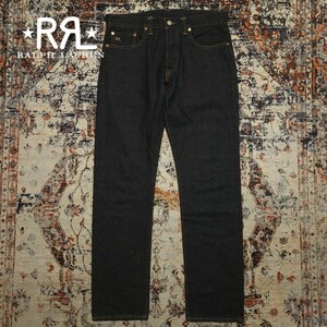 【USA製】 RRL Slim Fit One Washed Jeans 【31×30】 スリムフィット ワンウォッシュド ジーンズ デニム 赤耳 レザー 濃紺 Ralph Lauren