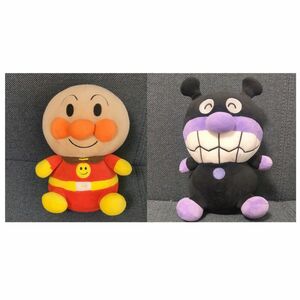 美品★アンパンマン&バイキンマン　もちもちぬいぐるみ２体セット