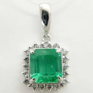 [ as good as new ] platinum 900 emerald diamond pendant top so-ting attaching 