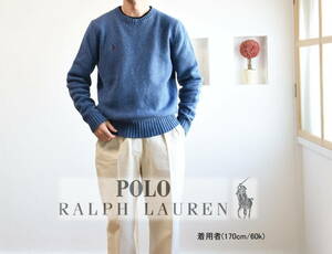 POLO RALPH LAUREN “アンゴラ混紡” ロゴ刺繍入り定番ウールニットセーター sizeL 　ポロバイラルフローレン