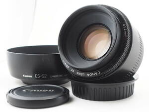 ★極上美品★ キャノン CANON EF 50mm F1.8 II ★62-Lステップアップリング / フード付き #TA3413