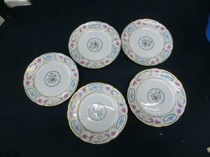 リモージュ LIMOGES VIGNY デザートプレート 5枚セット 16.5cm 金彩 B&C' LIMOGES FRANCE アンティーク 現状品 (ゆうパック80)