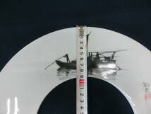平山郁夫 太湖に浮かぶ漁船 扇面陶板画 陶板 (ゆうパック80)_画像6