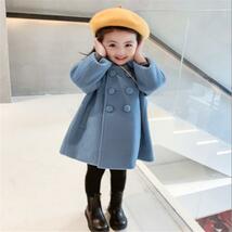100女の子　コート　アウター　子供　かわいい　シンプル　フォーマル　ブルー_画像3