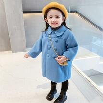 100女の子　コート　アウター　子供　かわいい　シンプル　フォーマル　ブルー_画像6