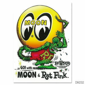 ムーンアイズ MOONEYES Rat Fink ラットフィンク コラボ Sticker ステッカー Rat Fink x MOON アイボール [DM232]