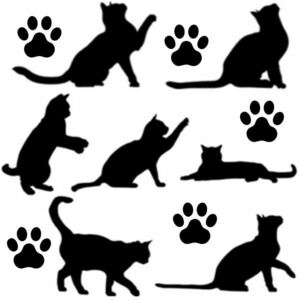 Cat 肉球 CAT シルエット 影絵 ねこ 猫 ステッカー キャット カッティング 文字だけが残る 10色...