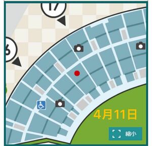 阪神甲子園球場 レフトスタンド　外野席　阪神対広島　4月11日　ペア　2枚連番