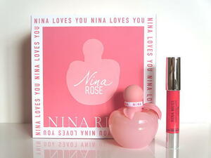 498★NINA RICCI ニナリッチ ニナ ローズ コフレ / 香水/新品(外箱難あり) / 50ML EDT SP・リップスティック(ルビーレッド 2.5g )