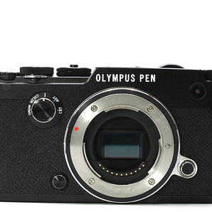 オリンパス OLYMPUS PEN-F ミラーレス一眼 デジタルカメラ ブラックボディ元箱/バッテリー2個/社外ボディーハーフ革ケース付★中古美品★の画像2