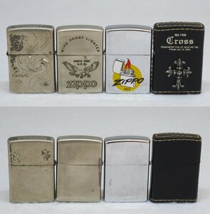 ジャンク品・保管品 ZIPPO ジッポ ライター 4点セット シルバークロス CRIBAL ロゴ コンドル 現状品 着火未確認 ダメージあり