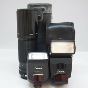 ジャンク品・保管品 カメラレンズ ストロボ 3点セット Canon キャノン LENS FD 300mm，SPEEDLITE 220EX，SPEEDLITE 420EX 現状品