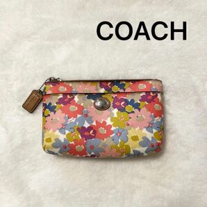 COACH コーチ カラフル 花柄 フラワー 総柄 ロゴマーク 小物入れ 化粧ポーチ ポーチ バニティ