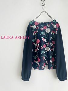 【2点以上で送料無料】LAURA ASHLEY ローラアシュレイ花柄シフォンブラウス