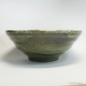 【特価品】うどん・そばどんぶり 陶器 5枚セット 日本製 箱なし 緑の画像2
