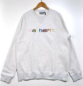 即決 未使用 【CARHARTT WIP】カーハートWIP カラフルロゴ スウェット ASHグレー XL 新古　