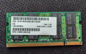 ノート用DDR2 SO-DIMM　1Gb　動作品