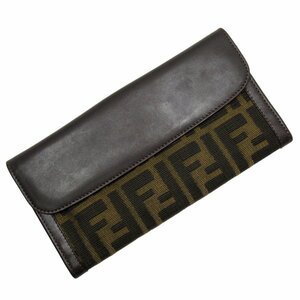 フェンディ FENDI 二つ折り長財布 ズッカ キャンバス/レザー ブラウン t19192a