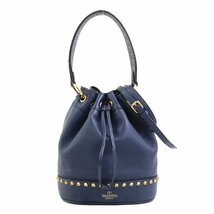 ヴァレンティノ ガラヴァーニ Valentino Garavani ハンドバッグ 斜め掛けショルダーバッグ レザー ネイビー a0262_画像1