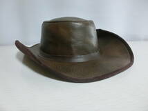 BEAVER HATS ビーバーハット　GENUINE LETHER レザー 本革　CUSTOM MADE IN USA　カスタム USA　こげ茶 サイズM カーボーイ 乗馬 _画像2