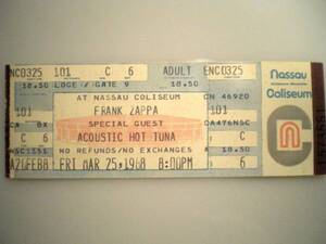 RARE【未使用チケット】Frank Zappa Nassau Coliseum MAR.1988