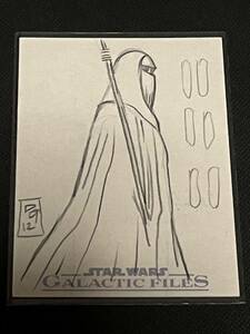 2012 STAR WARS GALACTIC FILES sketch card 1 of 1 裏に筆者サイン入りのスケッチカード その1 直筆アートカード