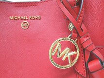 【超美品】マイケルコース MICHAEL KORS 2WAY レザー ハンドバッグ ショルダーバッグ レッド ゴールド金具 レディース_画像3