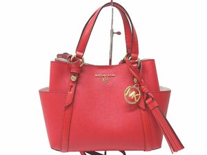 【超美品】マイケルコース MICHAEL KORS 2WAY レザー ハンドバッグ ショルダーバッグ レッド ゴールド金具 レディース