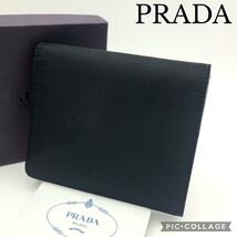 未使用 PRADA　プラダ　折り財布　三角プレート　カード 箱付　ブラック ユニセックス_画像2