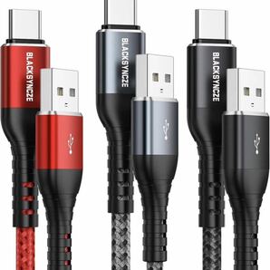 USB Type C ケーブル3本セット 2Mタイプc ケーブル 3A 急速充電 USB-C to USB A ケーブル QC3.0 対応 高速データ転送 iPhone15充電ケーブル