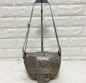 no20818 FIRANO Italy bookbinding leather Italian leather suede python style diagonal .. shoulder bag pochette *