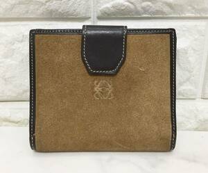 no20320 LOEWE ロエベ アナグラム 本革 レザー スエード 二つ折り 財布 ウォレット ☆