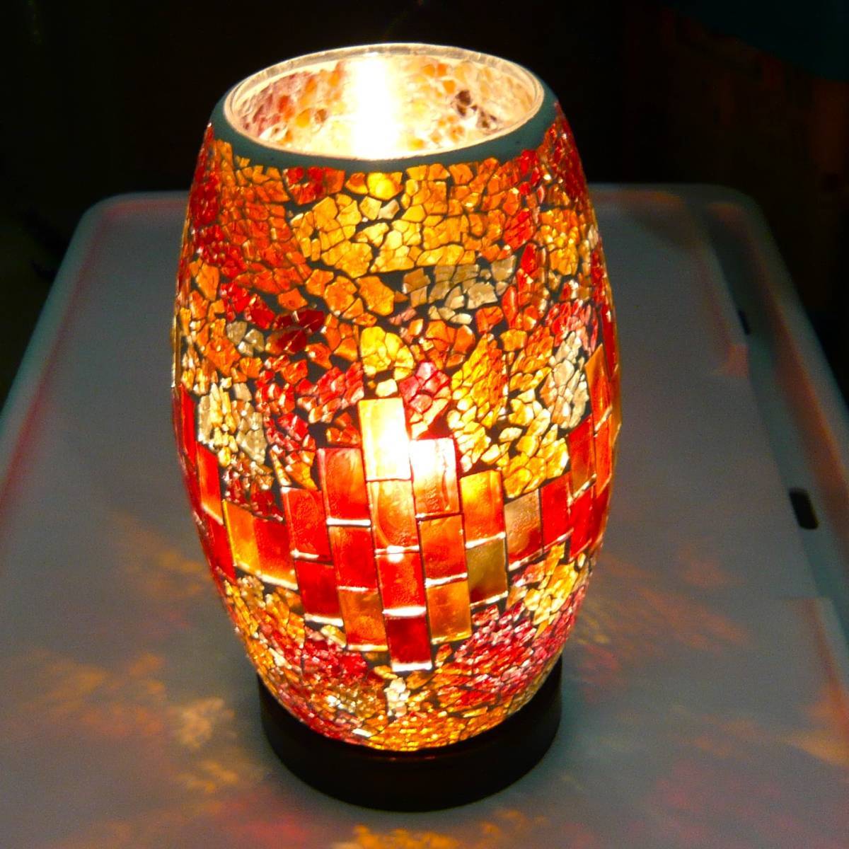 Lámpara mosaico Klimt vidriera roja lámpara de iluminación indirecta lámpara de pie luz mosaico vidriera roja, artesanía a mano, artesanía, artesanías de vidrio, Vitral
