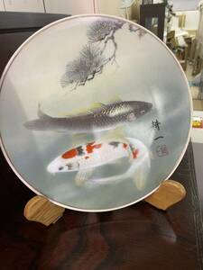 アンティーク　鯉　和皿　大皿　ヴィンテージ　縁起物　飾り用　飾り皿　錦鯉　