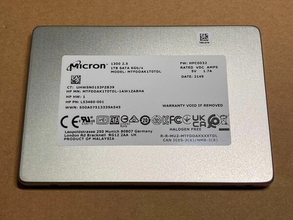 Micron 1300 1TB SSD SATA 2.5インチ 内蔵