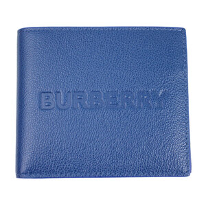 バーバリー 財布 メンズ BURBERRY 二つ折り札入れ エンボスロゴ レザー ブルー系 80715281
