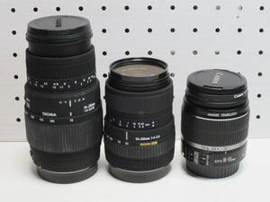 ●動作品一部難ありジャンク Cannon EFS 18-55mm/シグマ DC 55-200mm F4-5.6 /70-300㎜ 1:4-5.6 DG キャノンマウント 60サイズ