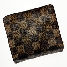 ☆☆ LOUIS VUITTON ルイヴィトン ダミエ コンパクト・ジップ N61668 ブラウン 2つ折り財布 レディース ゴールド金具 やや傷や汚れあり_画像2