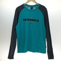 □□ Patagonia パタゴニア 長袖Tシャツ Mサイズ 39484SP17 グリーン×グレー やや傷や汚れあり_画像1