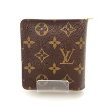 〇〇 LOUIS VUITTON ルイヴィトン モノグラム コンパクト ジップ 二つ折り短財布 M61667 ブラウン やや傷や汚れあり_画像2