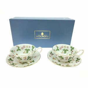 ▼▼【1円スタート】 Wedgwood ウェッジウッド WILD STRAWBERRY カップ&ソーサー 2Pセット 全体的に状態が悪い